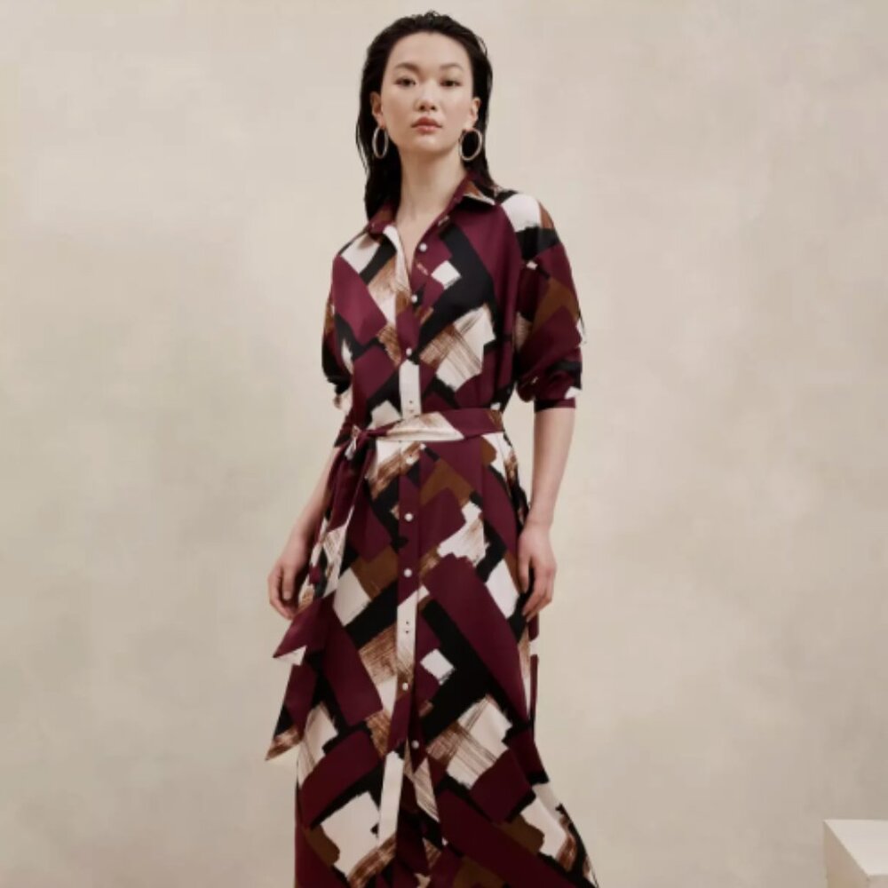 Banana Republic Factory Tie-Waist Maxi Shirtdress (XXL)